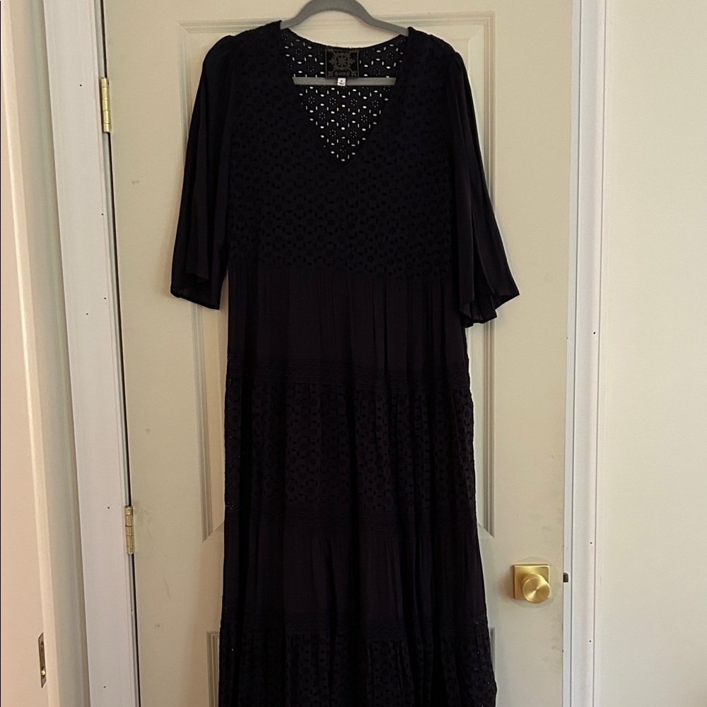 Johnny Was Elegant navy Long Sleeve Dress